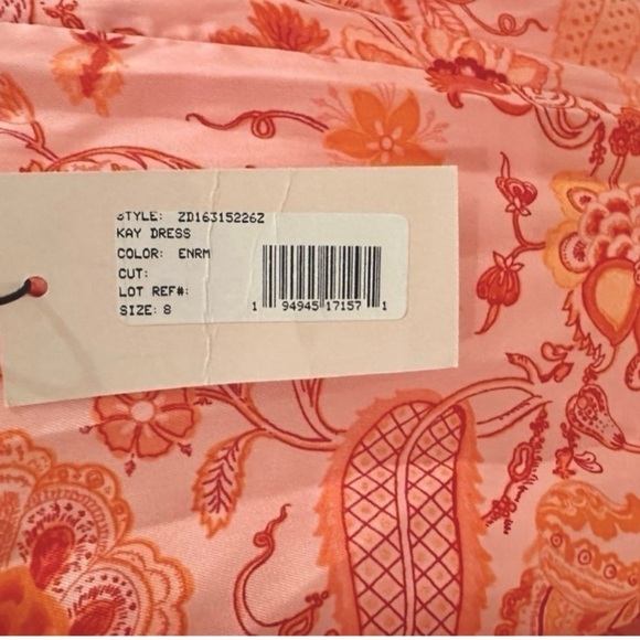 CINQ A SEPT Kay Faux Wrap Floral Print Short Flutter Sleeve MIDI Cocktail Dress - Picture 14 of 15